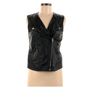 Sanctuary Black Vegan Leather Moto Vest Women’s Size M NWT